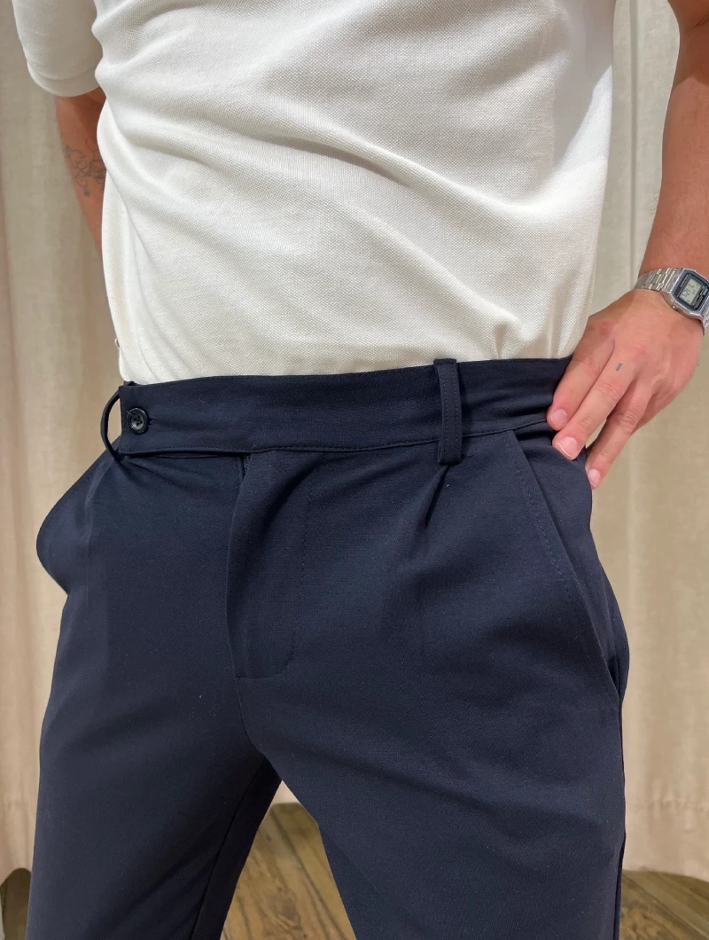 Pantalón Chino Botón Cruzado Marino
