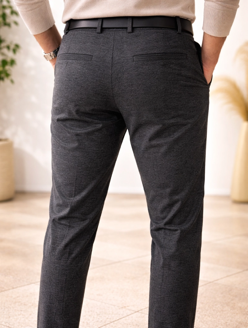 Pantalón Chino Botón Cruzado Gris Oscuro 2