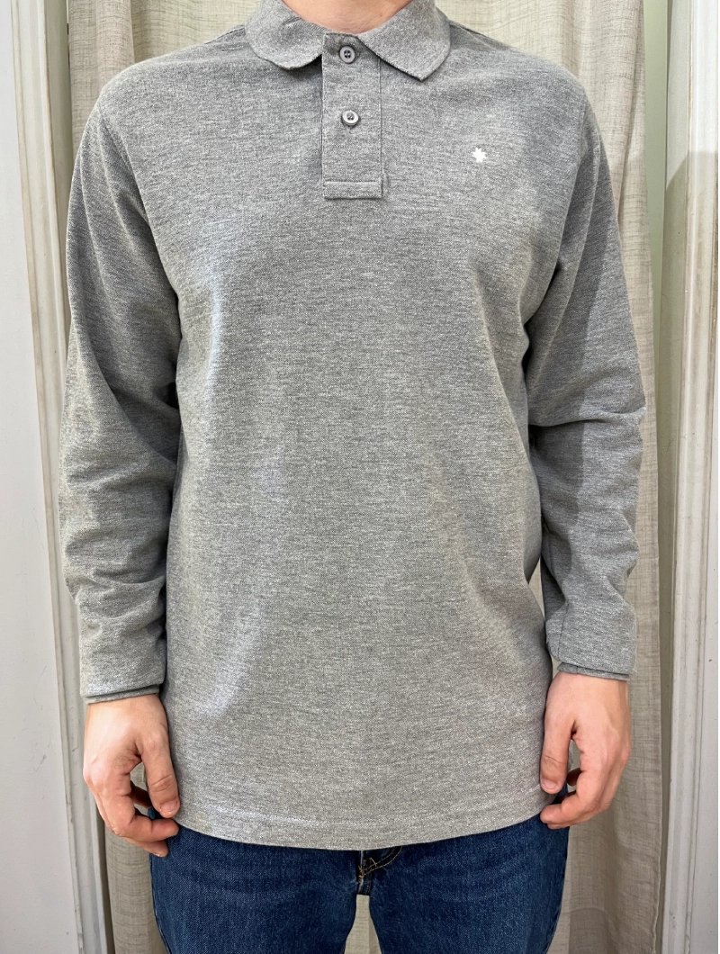 POLO NORTH MANGA LARGA GRIS