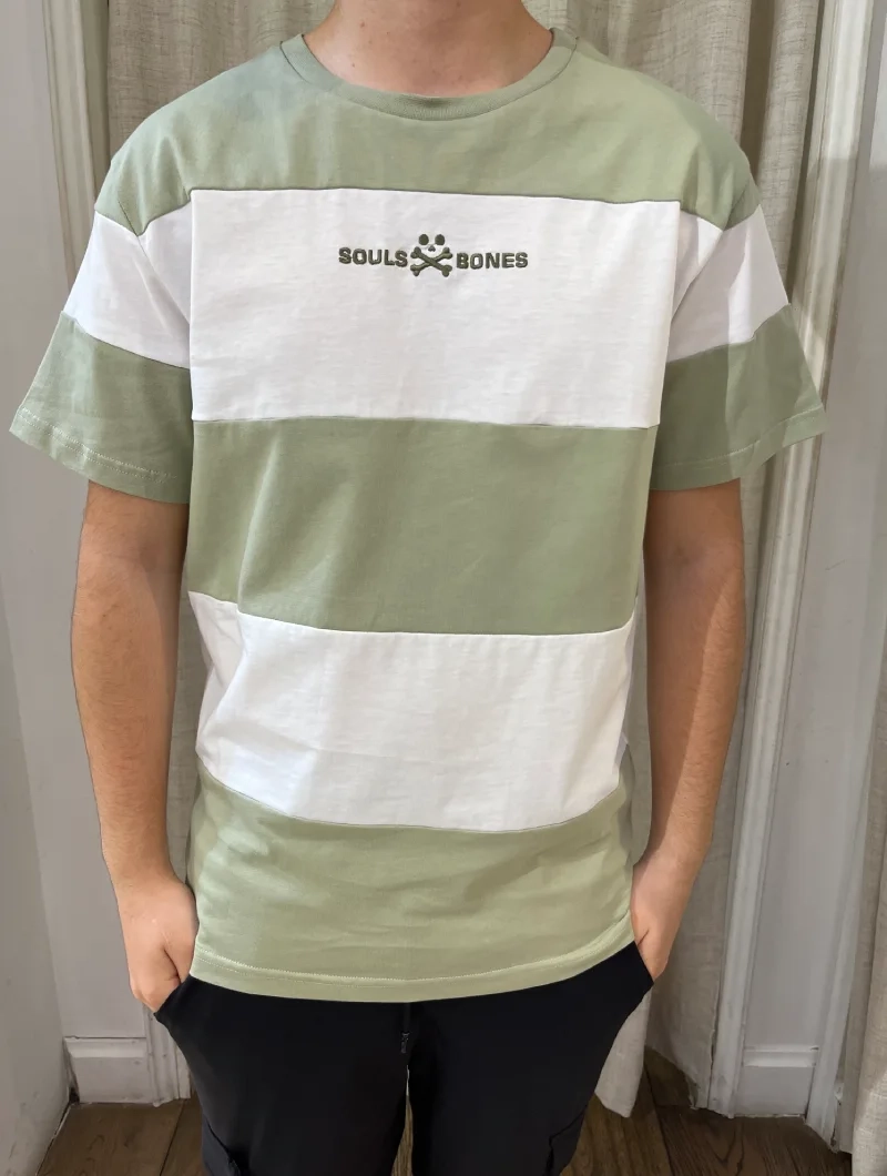 CAMISETA SOULS & BONES RAYAS VERDE