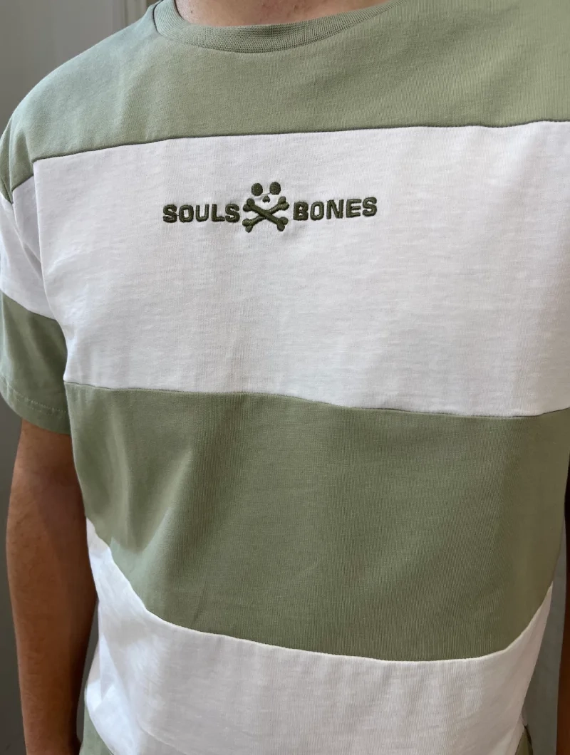 CAMISETA SOULS & BONES RAYAS VERDE