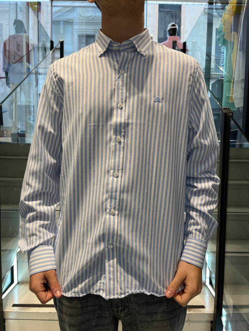 CAMISA SOULS & BONES AZUL RAYAS
