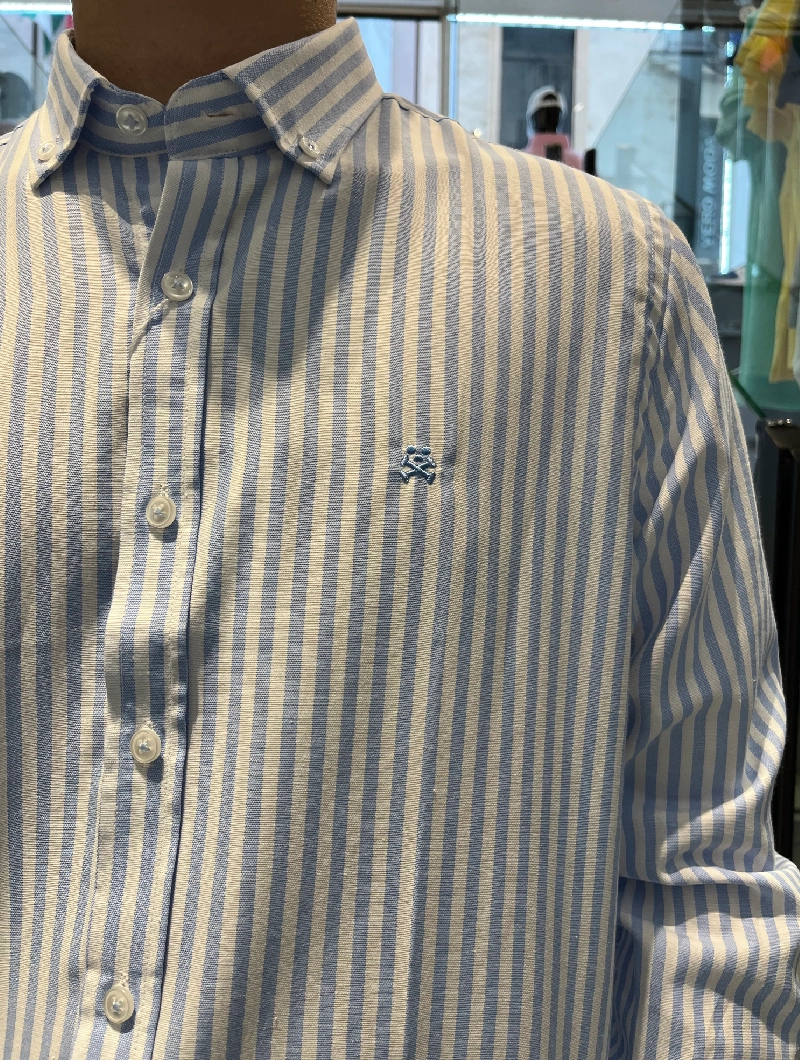 CAMISA SOULS & BONES AZUL RAYAS