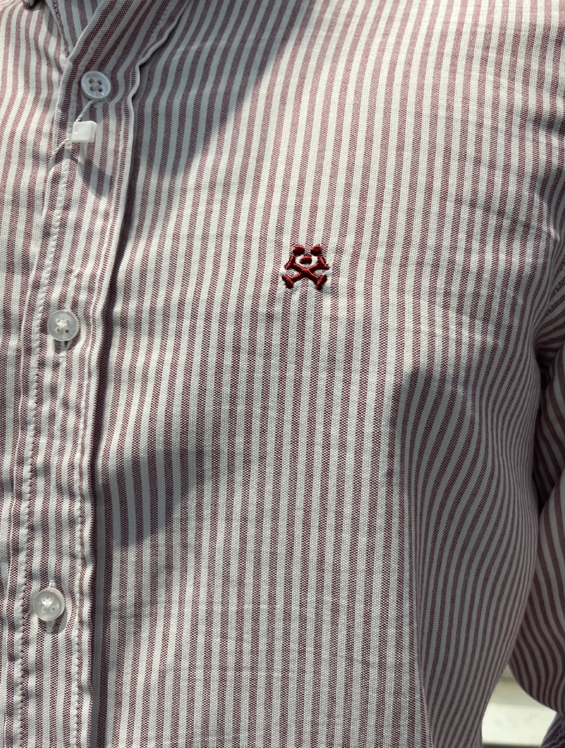CAMISA SOULS & BONES BURDEOS RAYAS 2