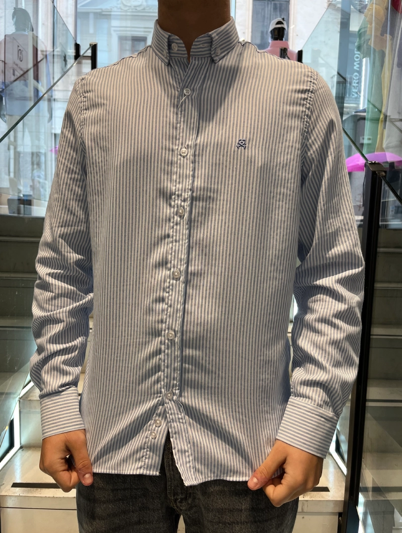 CAMISA SOULS & BONES AZUL RAYAS