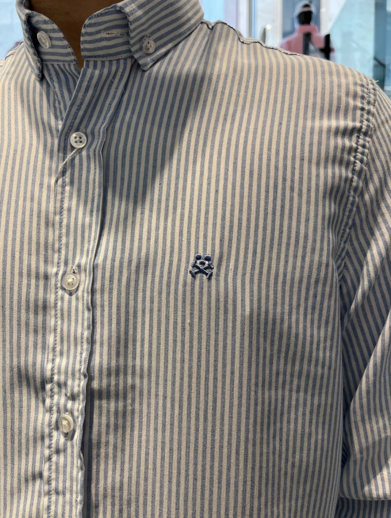 CAMISA SOULS & BONES AZUL RAYAS