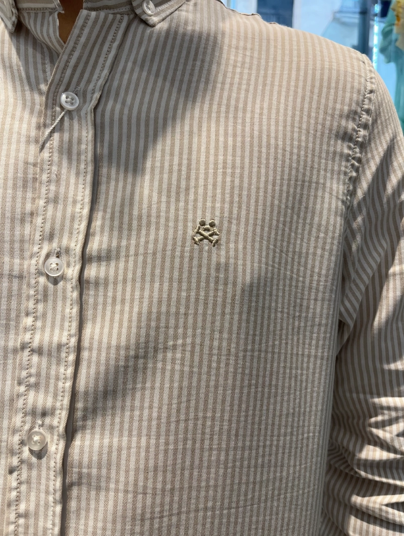 CAMISA SOULS & BONES BEIGE RAYAS