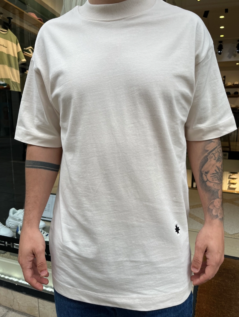 CAMISETA NORTH LA AMERICAN FIT BEIGE LOGO ABAJO