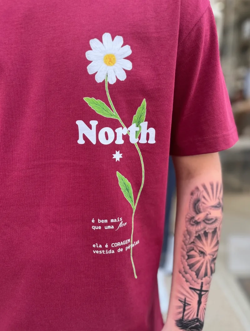 Camiseta NORTH FLOR OVER Burdeos