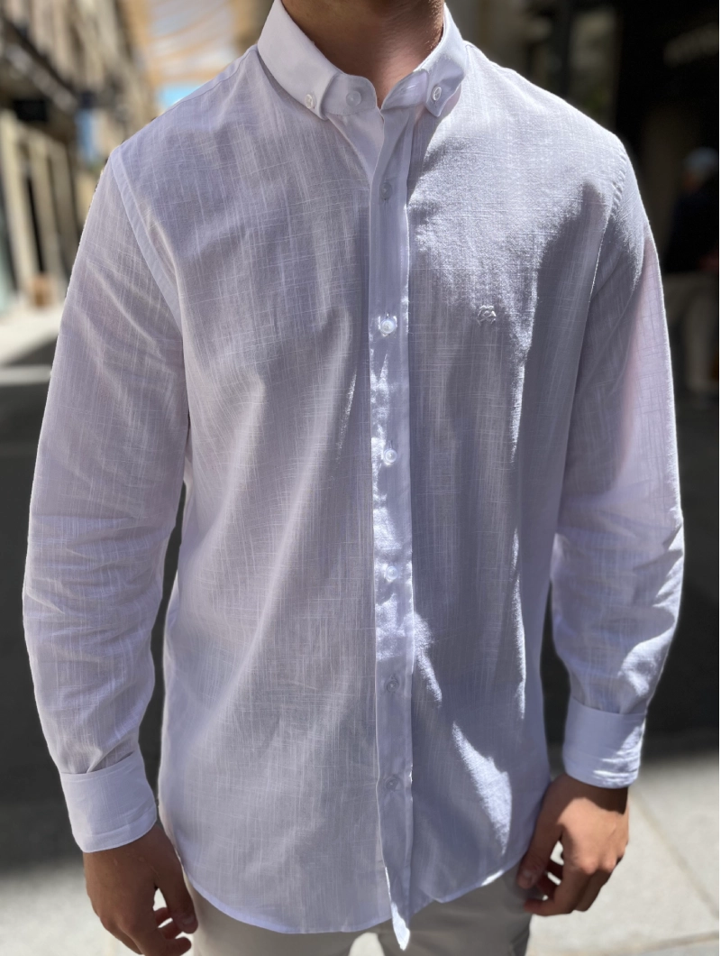 CAMISA SOULS & BONES BLANCA LINO 2