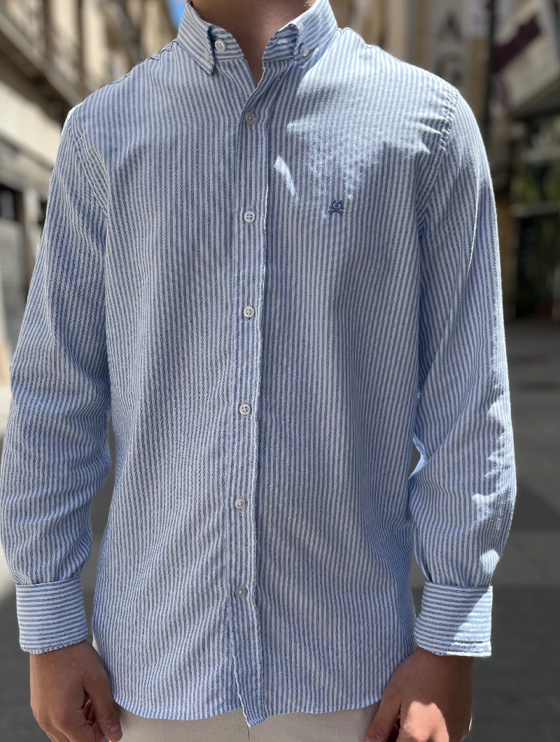 CAMISA SOULS & BONES AZUL RAYAS