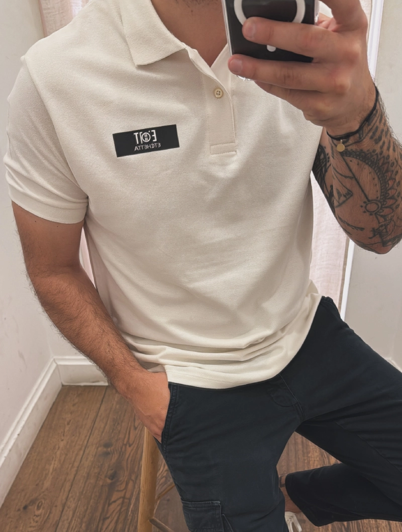 POLO ETICHETTA Regular Crema