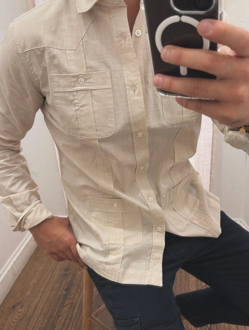 Camisa Guayabera Beige