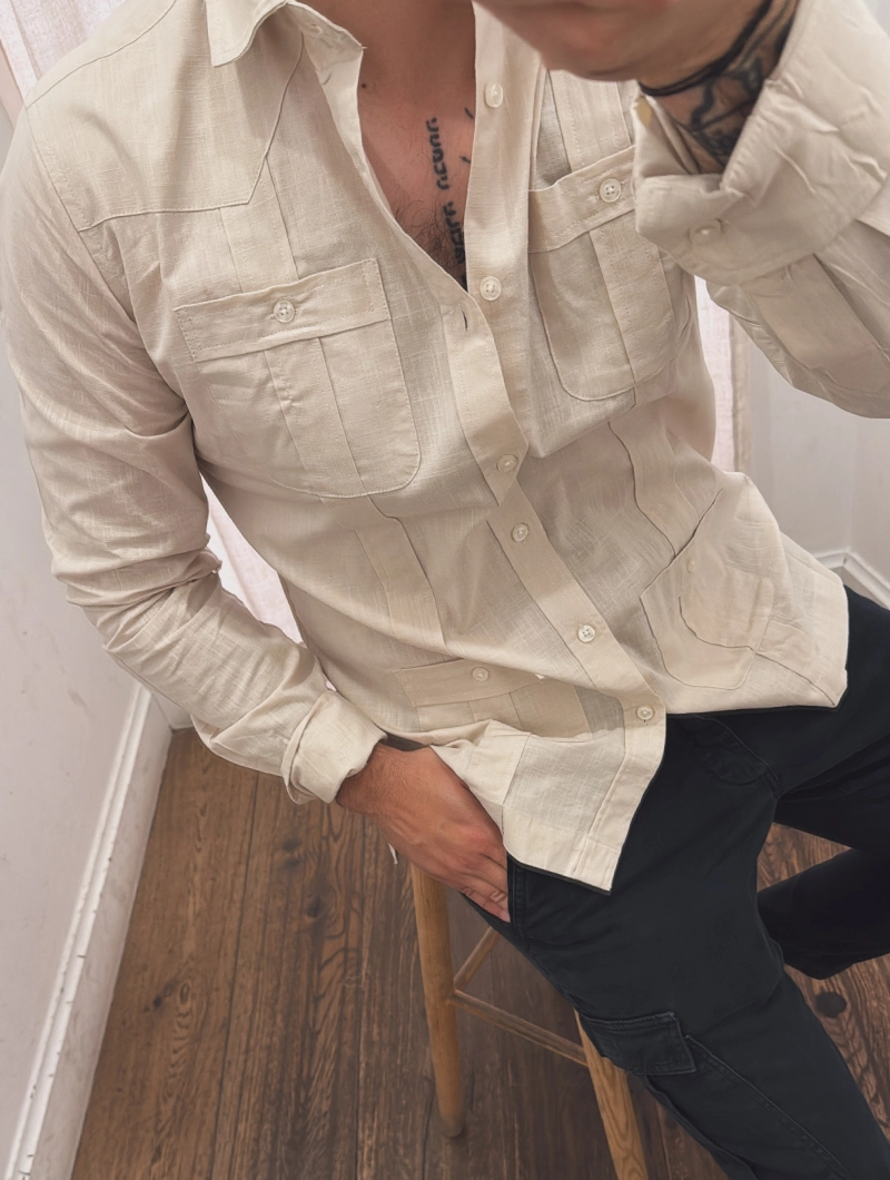 Camisa Guayabera Beige