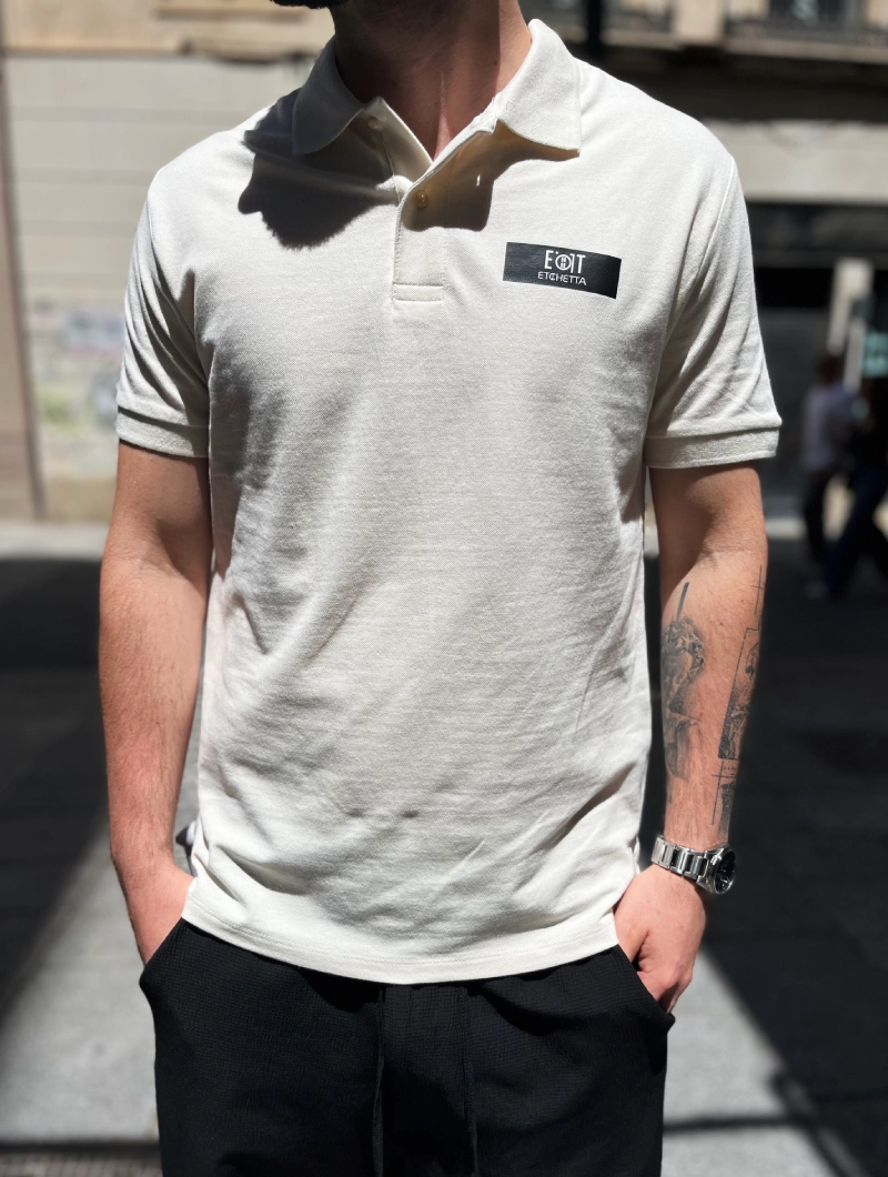 POLO ETICHETTA Regular Beige Jaspeado