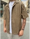 CAMISA CORTA ESTILO LINO RAYAS