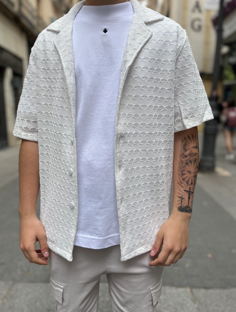 CAMISA CORTA ESTILO LINO BLANCA