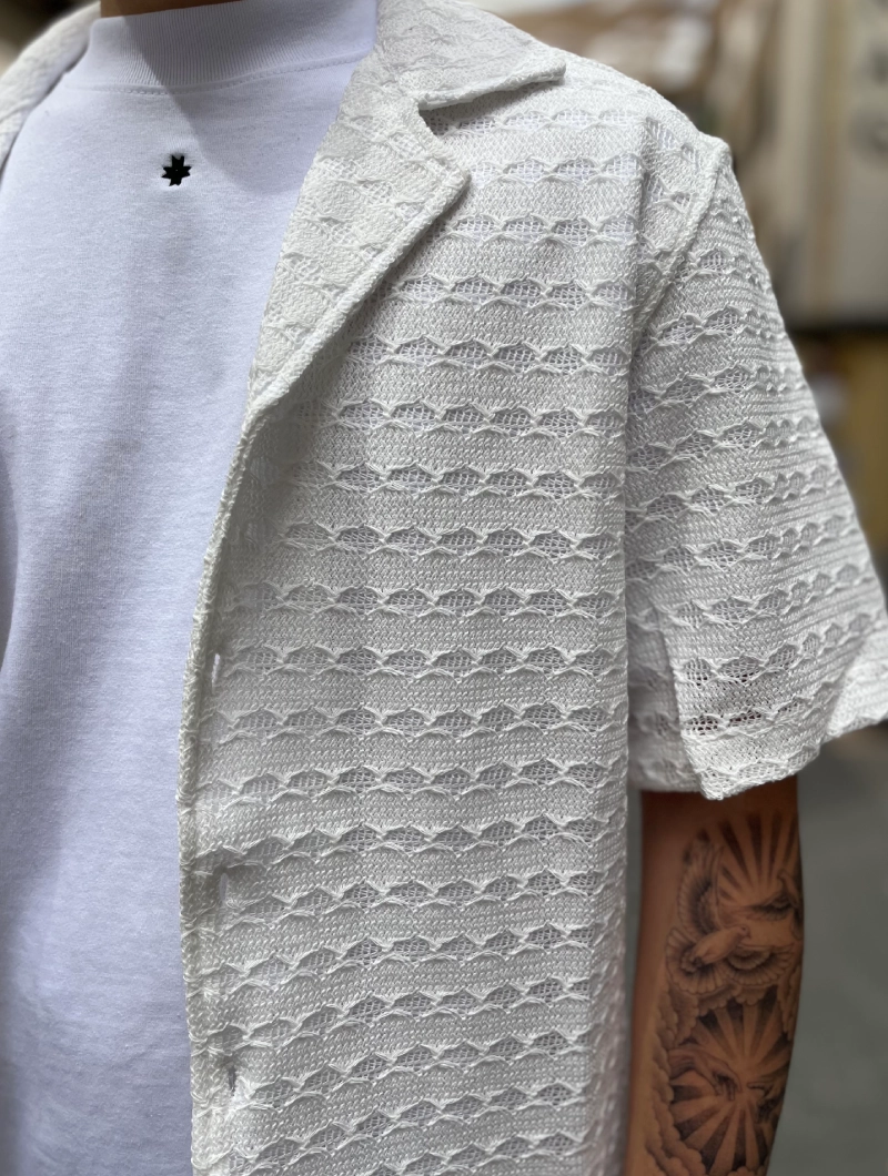 CAMISA CORTA ESTILO LINO BLANCA