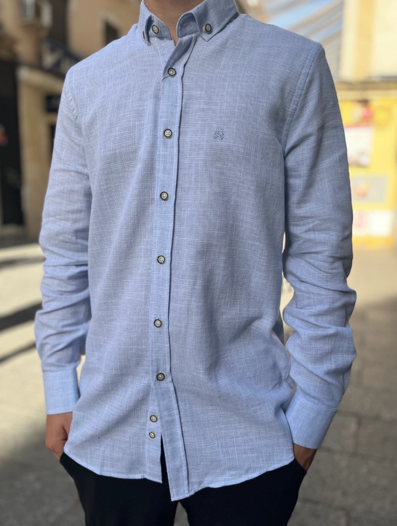 CAMISA SOULS & BONES AZUL LINO