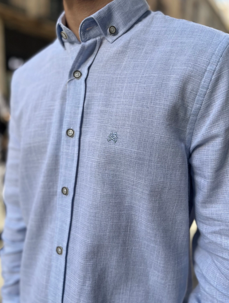 CAMISA SOULS & BONES AZUL LINO