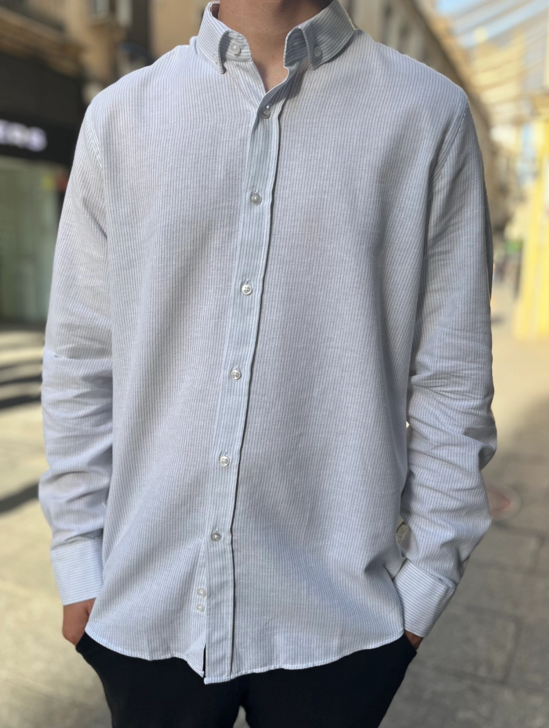Camisa Rayas North Blanca y Verde