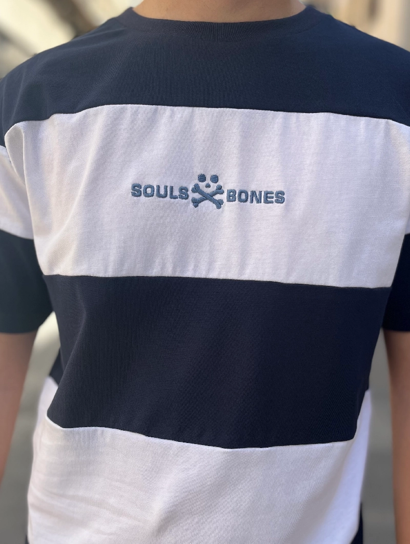 CAMISETA SOULS & BONES RAYAS AZUL MARINO 2