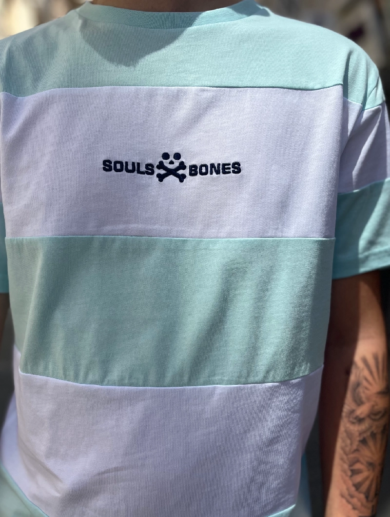 CAMISETA SOULS & BONES RAYAS AZUL