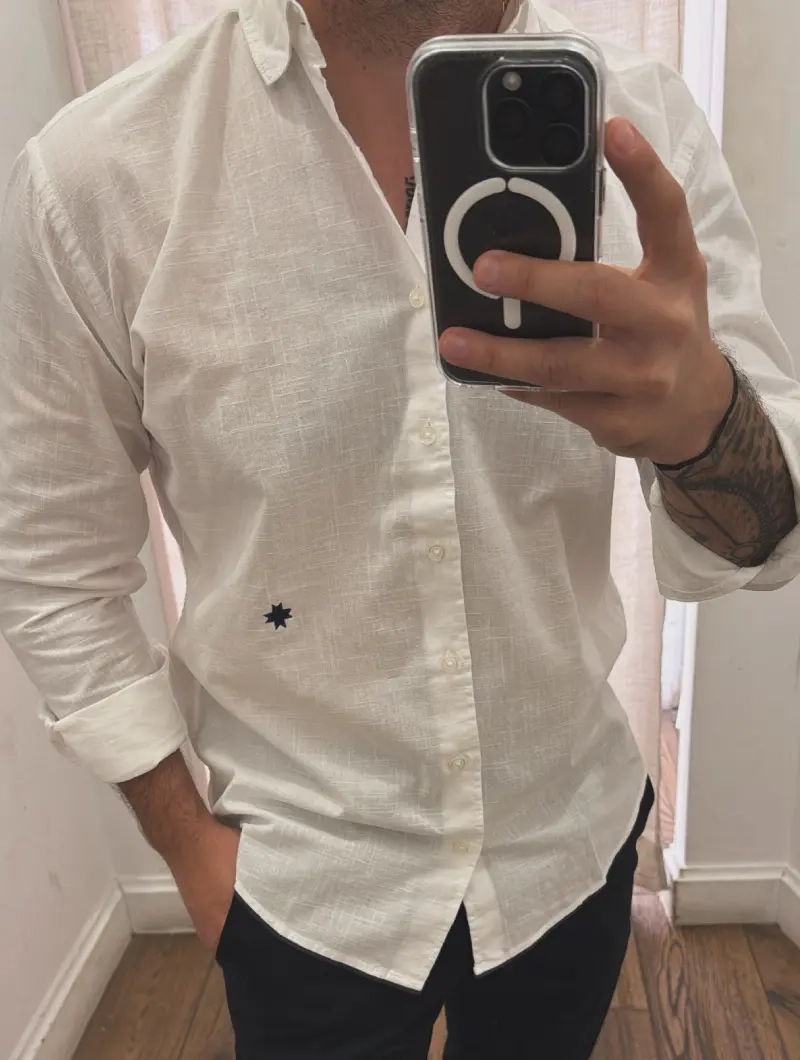 Camisa algodón estilo lino Slim fit