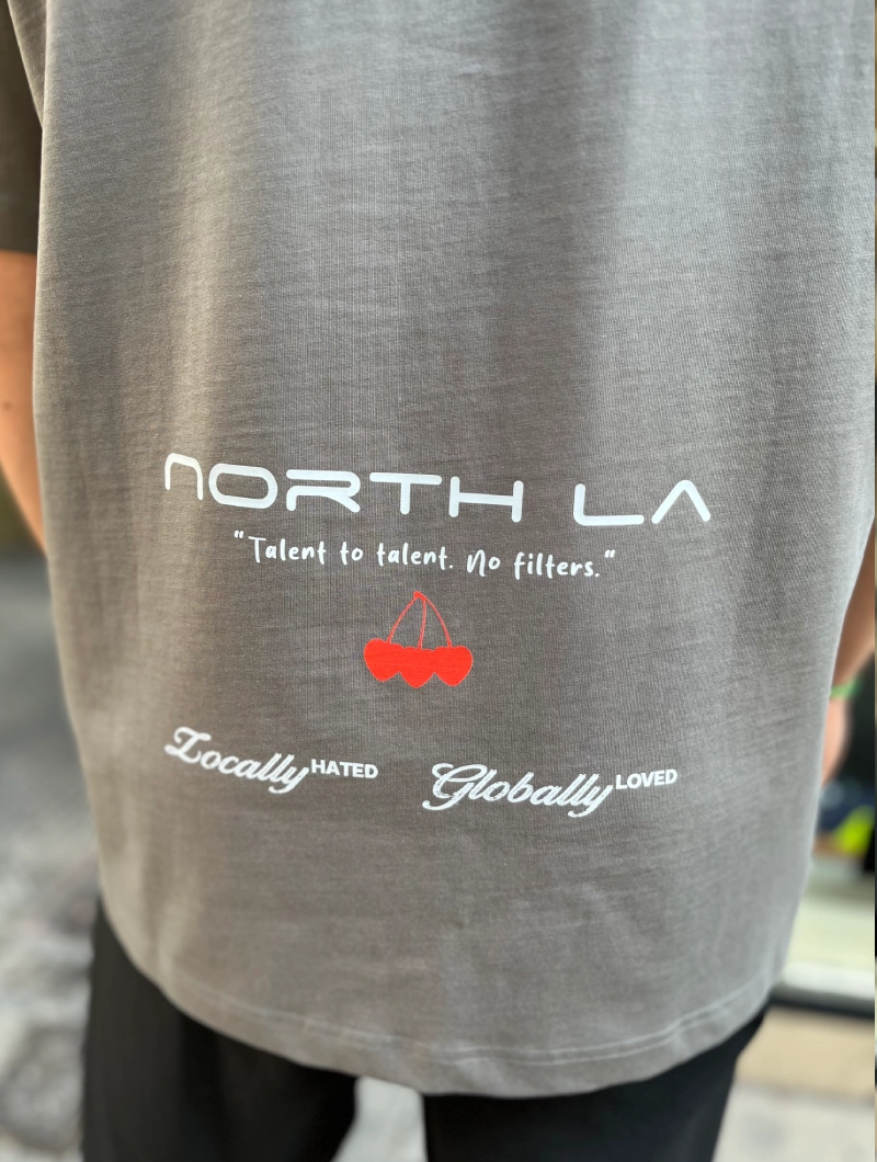 Camiseta NORTH CEREZAS PEQUEÑAS OVER Gris