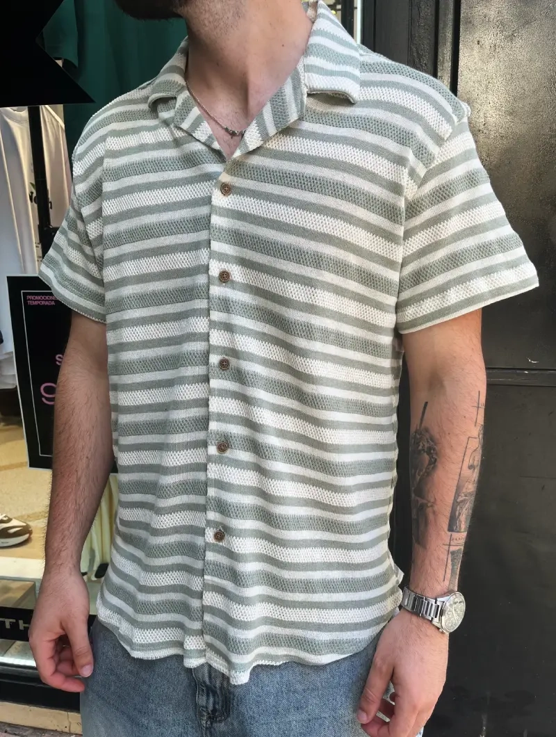 CAMISA CORTA ESTILO LINO VERDE