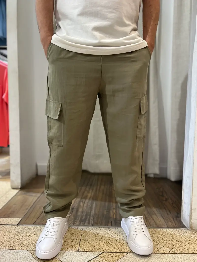 Pantalón Estilo Lino verde Cargo