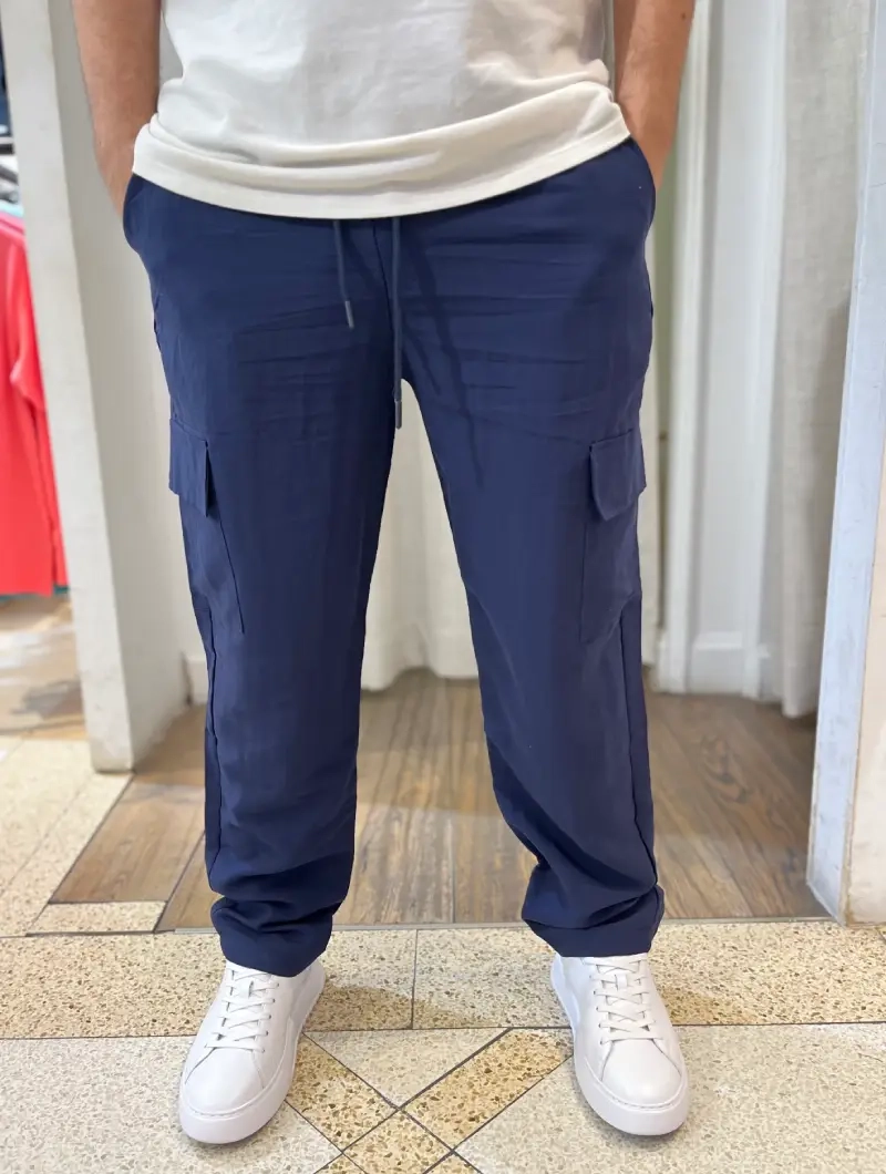 Pantalón Estilo Lino Marino Cargo