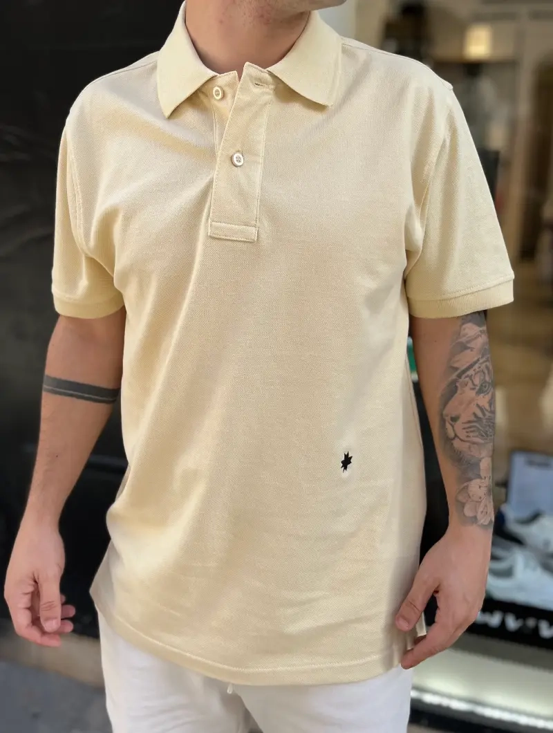 POLO NORTH AMERICAN FIT LOGO ABAJO BEIGE